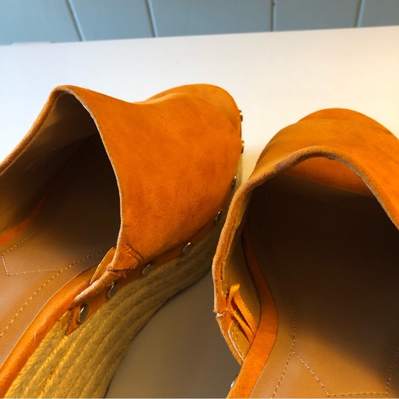 * ZARA Orange Faux Suede Espadrille Wedge Platform Women’s Size 39 Sandals - Picture 15 of 15